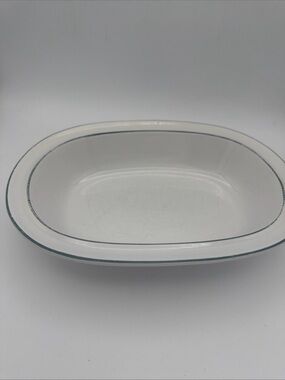 VTG Touch of Elegance oval serving Bowl green Stripe 10x7.25” Made in Taiwan
